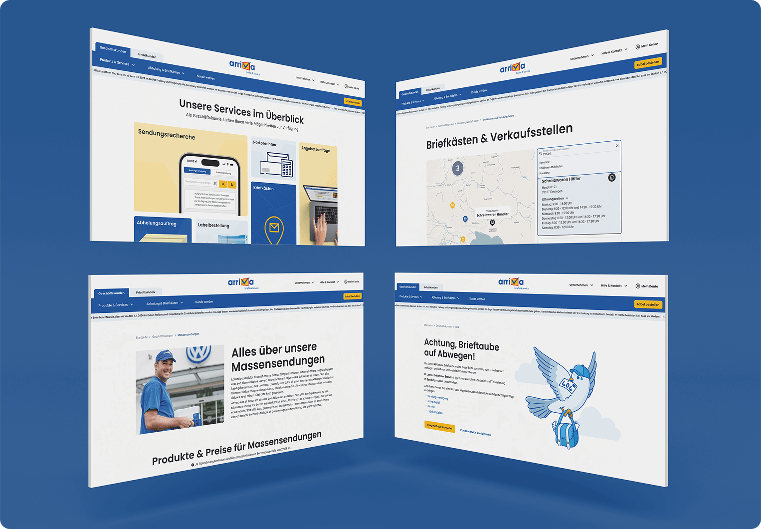 Arriva postal service UI layouts